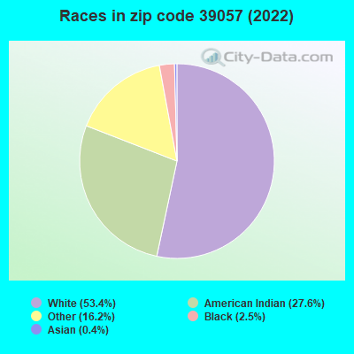 Races in zip code 39057 (2019)