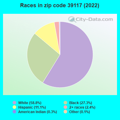 Races in zip code 39117 (2022)