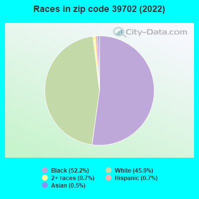 Races in zip code 39702 (2021)