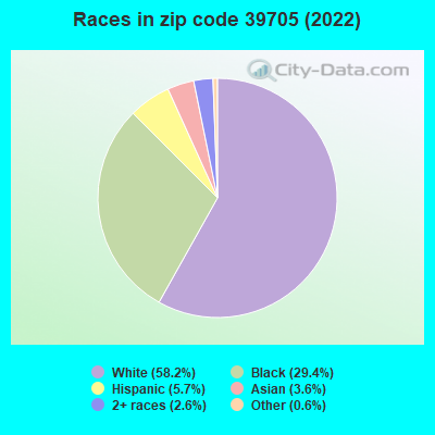 Races in zip code 39705 (2022)