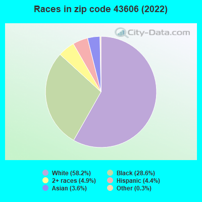 Races in zip code 43606 (2019)