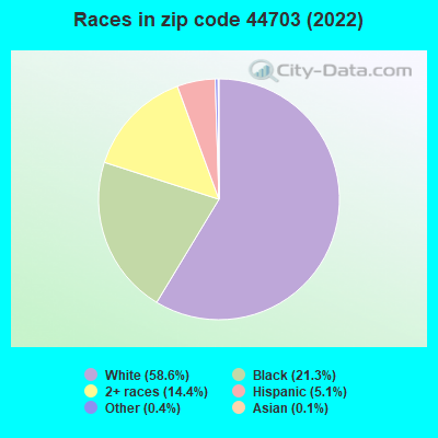 Races in zip code 44703 (2021)