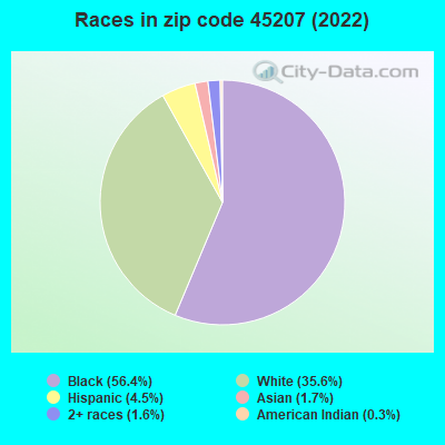 Races in zip code 45207 (2022)