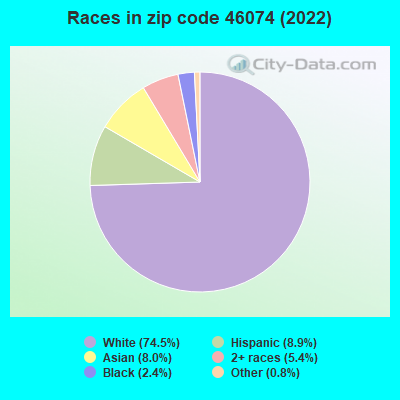 Races in zip code 46074 (2022)