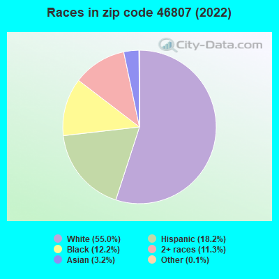 Races in zip code 46807 (2022)