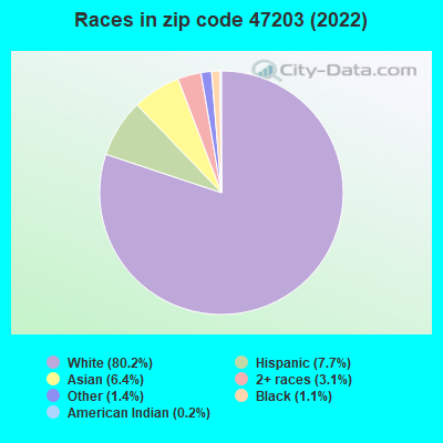 Races in zip code 47203 (2019)