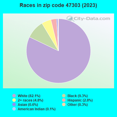 Races in zip code 47303 (2021)