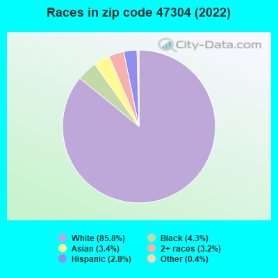 Races in zip code 47304 (2021)