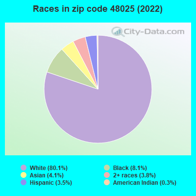 Races in zip code 48025 (2019)