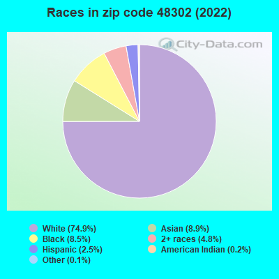 Races in zip code 48302 (2022)