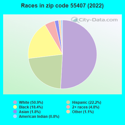 Races in zip code 55407 (2021)