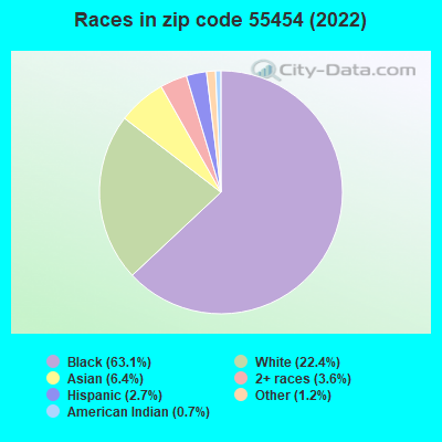 Races in zip code 55454 (2022)