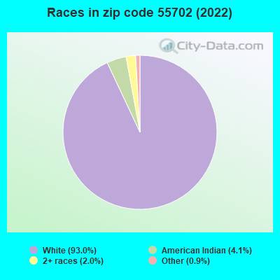 Races in zip code 55702 (2022)