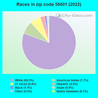 Races in zip code 56601 (2019)
