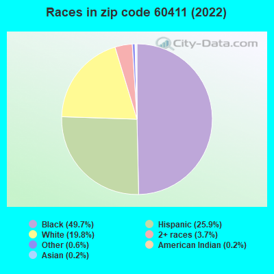 Races in zip code 60411 (2021)