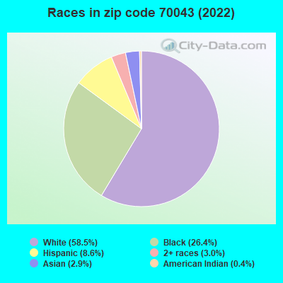 Races in zip code 70043 (2019)