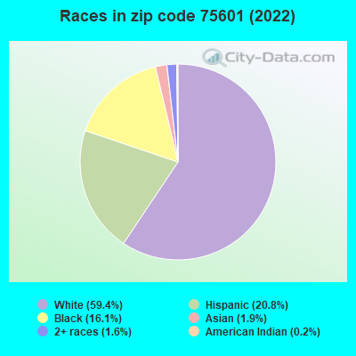 Races in zip code 75601 (2019)