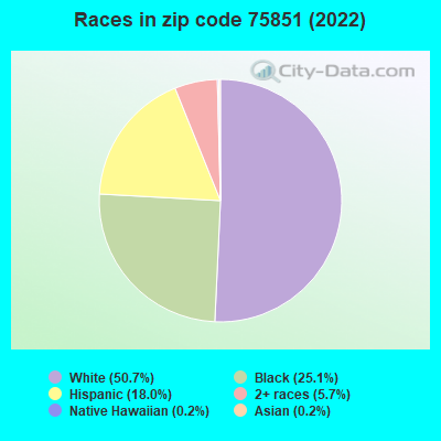 Races in zip code 75851 (2022)