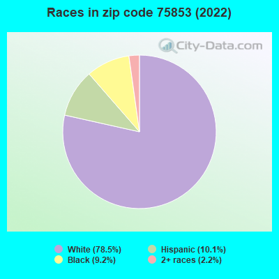 Races in zip code 75853 (2022)