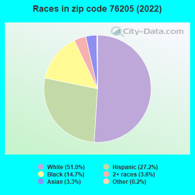 Races in zip code 76205 (2021)