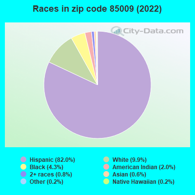Races in zip code 85009 (2021)