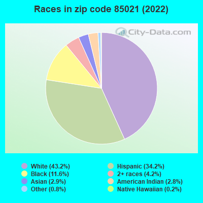 Races in zip code 85021 (2021)