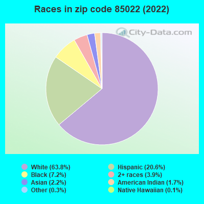 Races in zip code 85022 (2021)