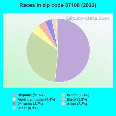 Races in zip code 87108 (2022)