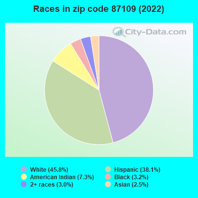 Races in zip code 87109 (2022)