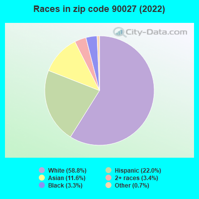 Races in zip code 90027 (2021)