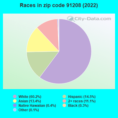 Races in zip code 91208 (2022)