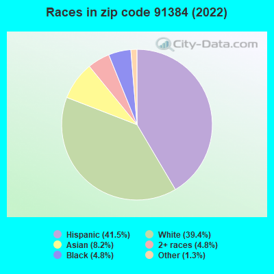 Races in zip code 91384 (2019)