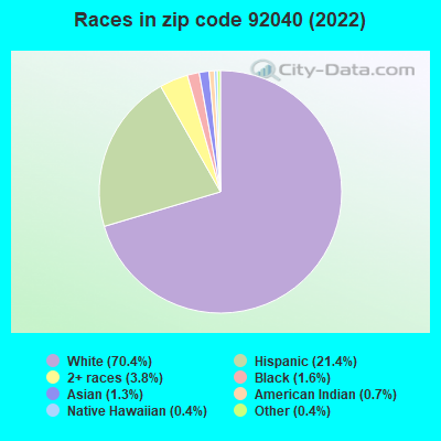 Races in zip code 92040 (2021)