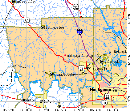 Autauga County, AL map
