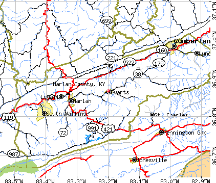 Harlan County, KY map