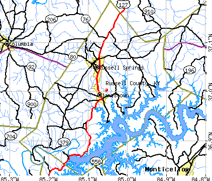 Russell County, KY map