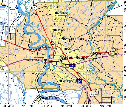 East Baton Rouge Parish, LA map