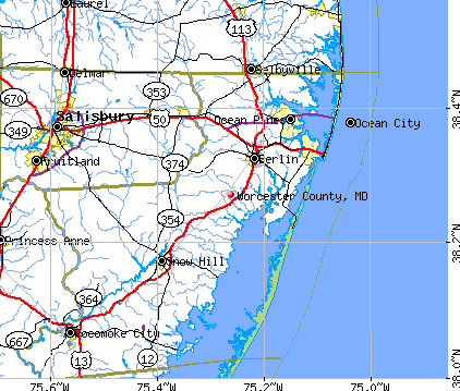 Worcester County, MD map