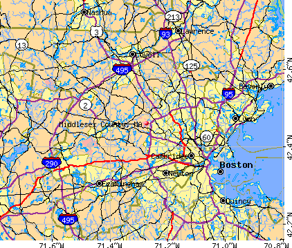 Middlesex County, MA map