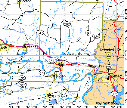 Conway County, AR map