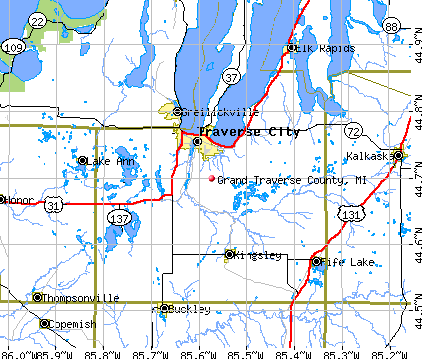 map of michigan counties. Grand Traverse County, MI map