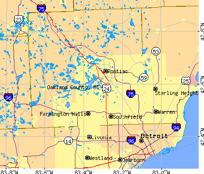 Oakland County, MI map