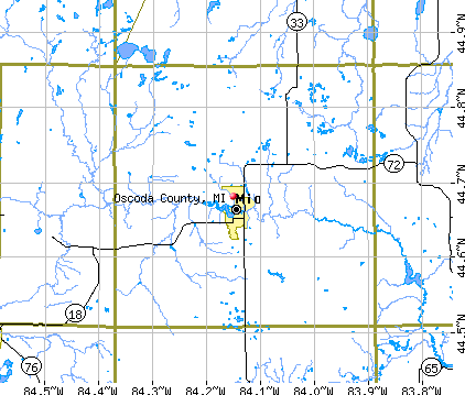 Oscoda County, MI map
