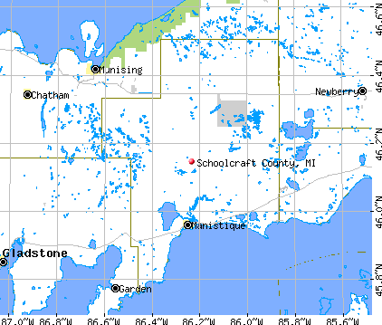 Schoolcraft County, MI map