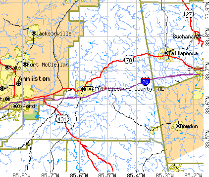 Cleburne County, AL map