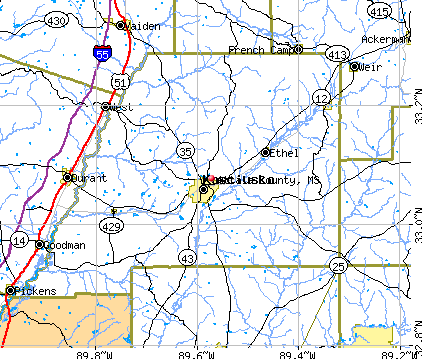 Attala County, MS map