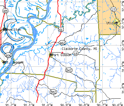 Claiborne County, MS map