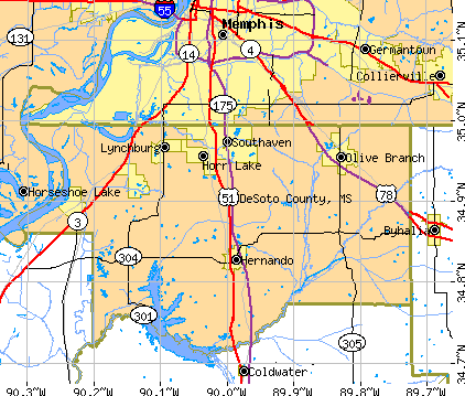 DeSoto County, MS map