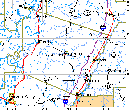 Holmes County, MS map