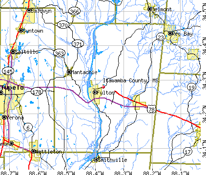Itawamba County, MS map
